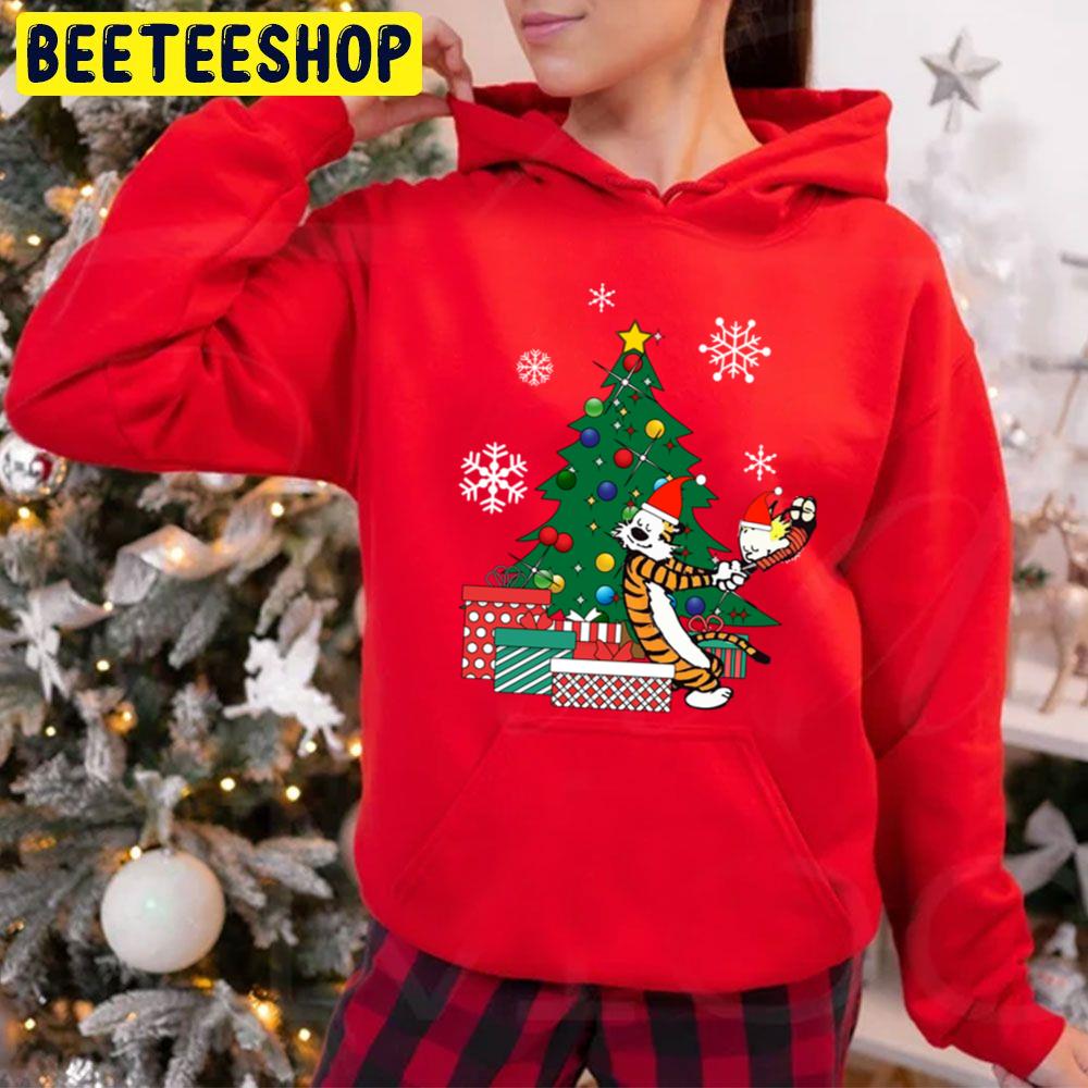 Calvin And Hobbes Around The Christmas Tree Trending Unisex Hoodie Calvin And Hobbes Around The Christmas Tree Trending Unisex Hoodie