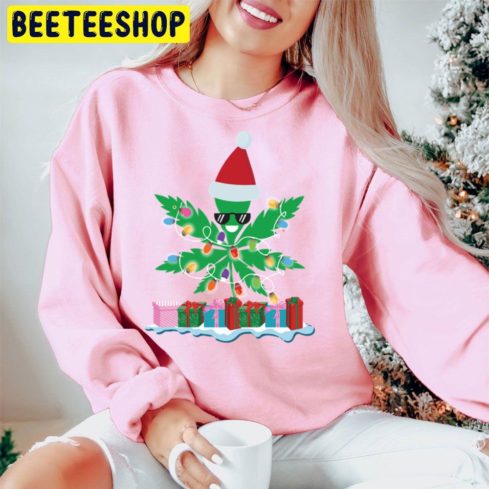Cannabis Leaf Christmas Tree Trending Unisex Hoodie Cannabis Leaf Christmas Tree Trending Unisex Hoodie