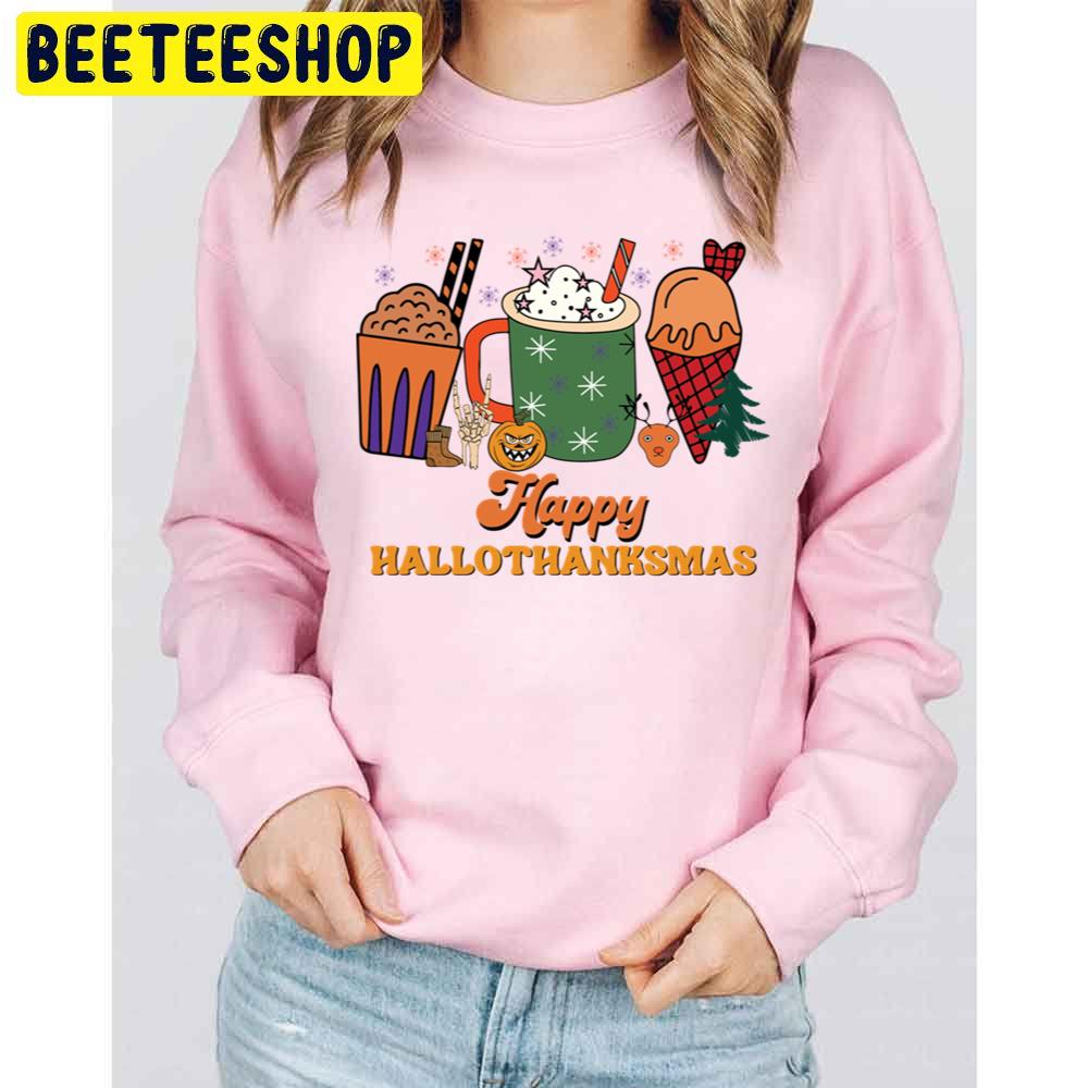 Cartoon Art Coffee Cup Happy Hallothanksmas Trending Unisex Sweatshirt Cartoon Art Coffee Cup Happy Hallothanksmas Trending Unisex Sweatshirt