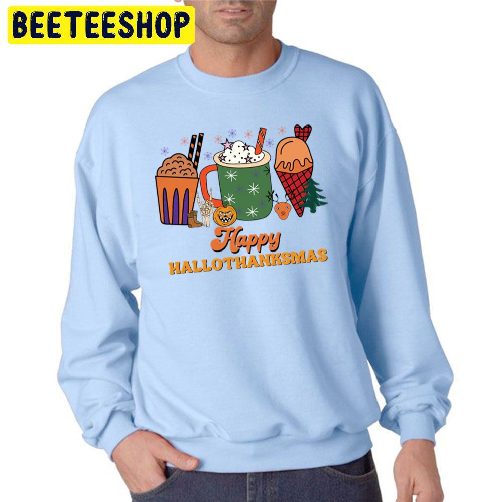 Cartoon Art Coffee Cup Happy Hallothanksmas Trending Unisex Sweatshirt Cartoon Art Coffee Cup Happy Hallothanksmas Trending Unisex Sweatshirt