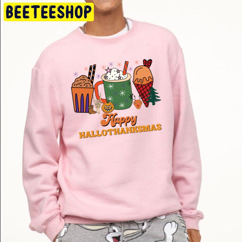 Cartoon Art Coffee Cup Happy Hallothanksmas Trending Unisex Sweatshirt Cartoon Art Coffee Cup Happy Hallothanksmas Trending Unisex Sweatshirt
