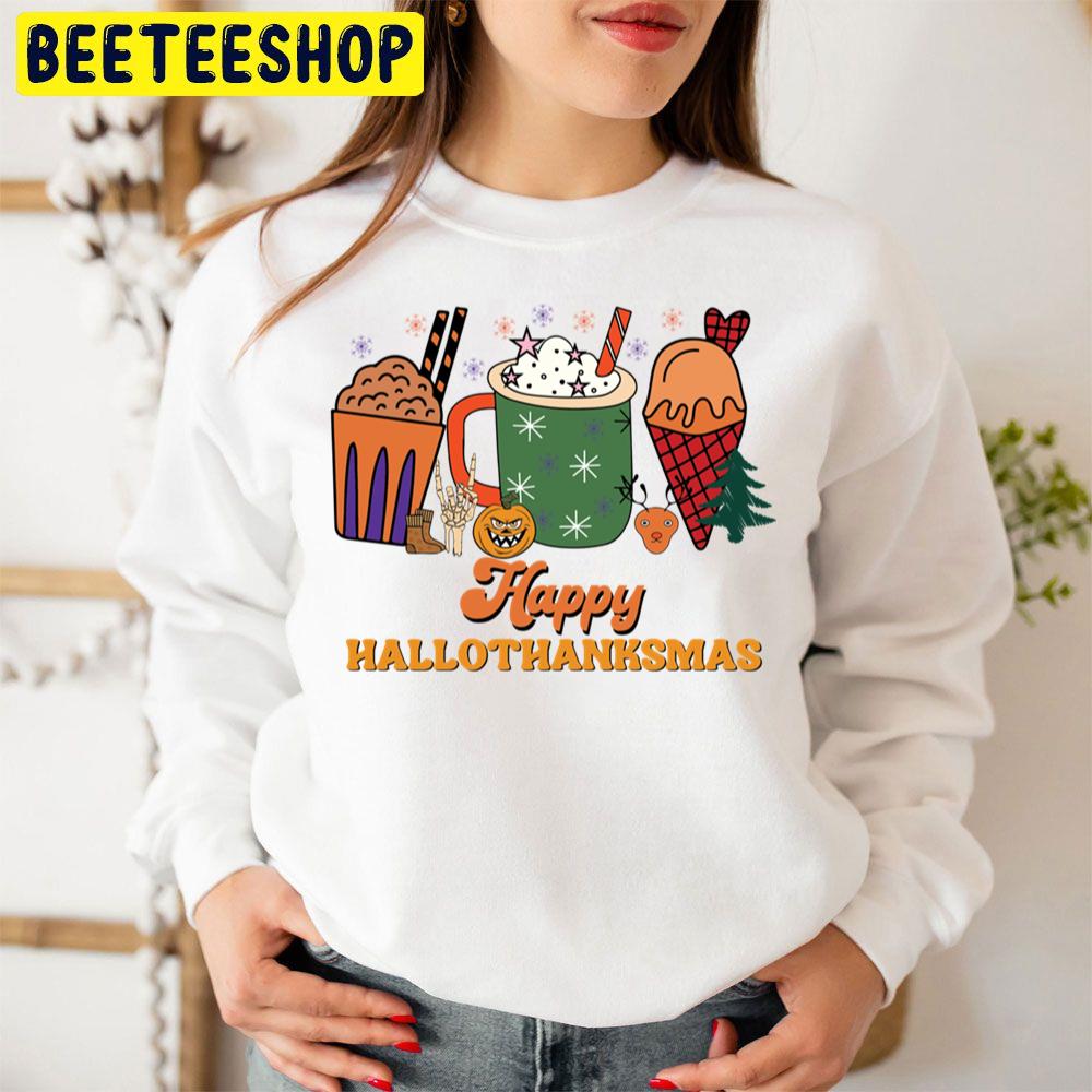 Cartoon Art Coffee Cup Happy Hallothanksmas Trending Unisex Sweatshirt Cartoon Art Coffee Cup Happy Hallothanksmas Trending Unisex Sweatshirt