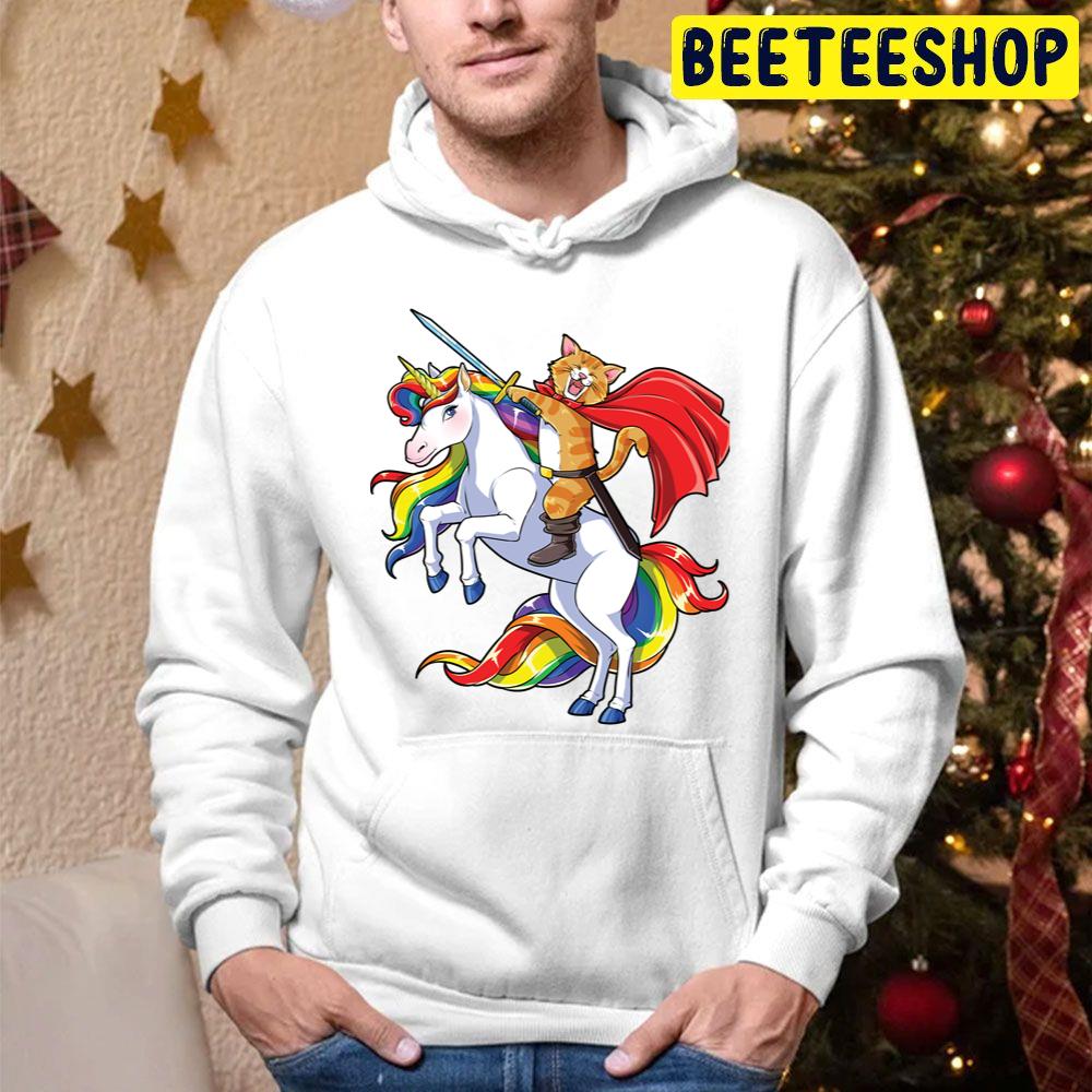Cat Riding Unicorn Funny Trending Unisex Hoodie Cat Riding Unicorn Funny Trending Unisex Hoodie