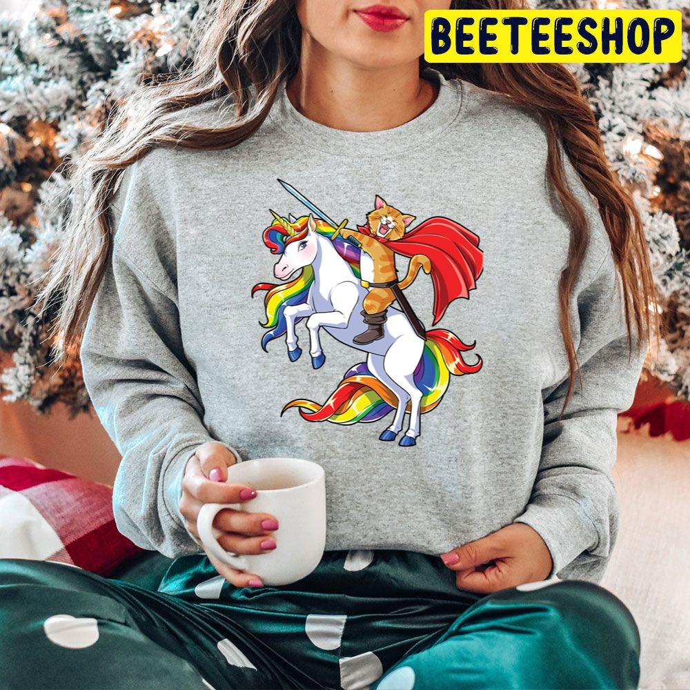 Cat Riding Unicorn Funny Trending Unisex Hoodie Cat Riding Unicorn Funny Trending Unisex Hoodie