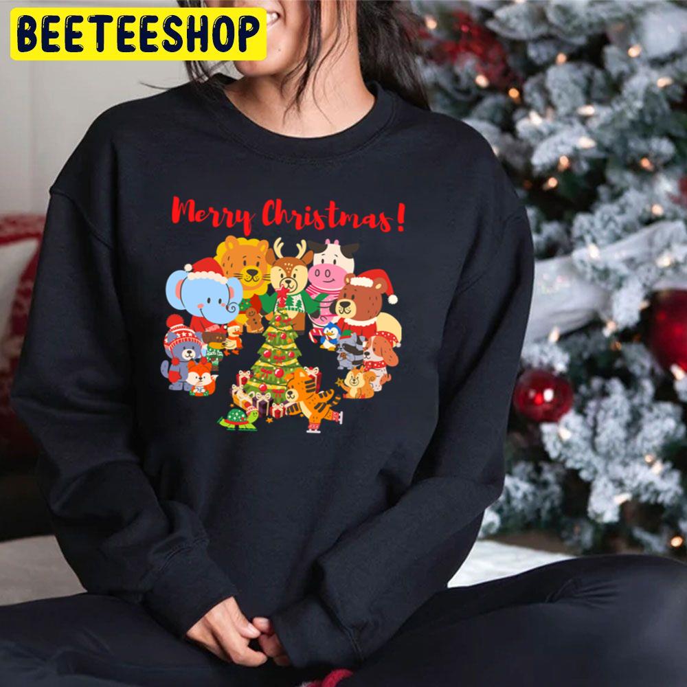 Christmas Fun With Animals Friends Trending Unisex Hoodie Christmas Fun With Animals Friends Trending Unisex Hoodie