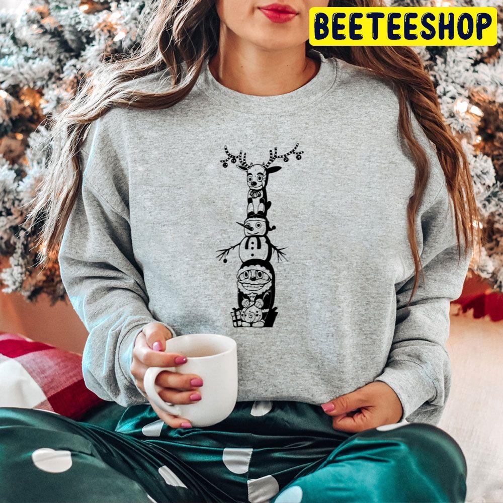 Christmas Totem Pole Santa Snowman And Reindeer Trending Unisex Hoodie Christmas Totem Pole Santa Snowman And Reindeer Trending Unisex Hoodie