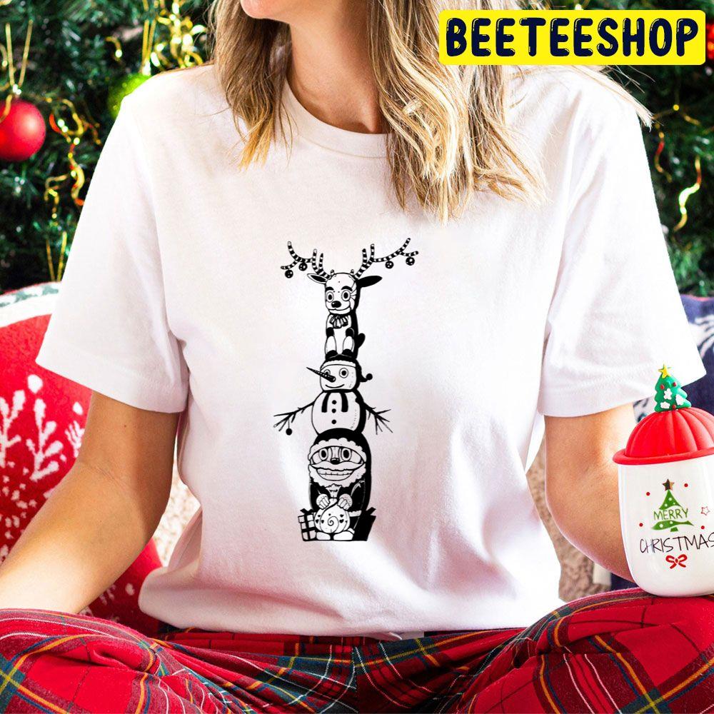 Christmas Totem Pole Santa Snowman And Reindeer Trending Unisex Hoodie Christmas Totem Pole Santa Snowman And Reindeer Trending Unisex Hoodie