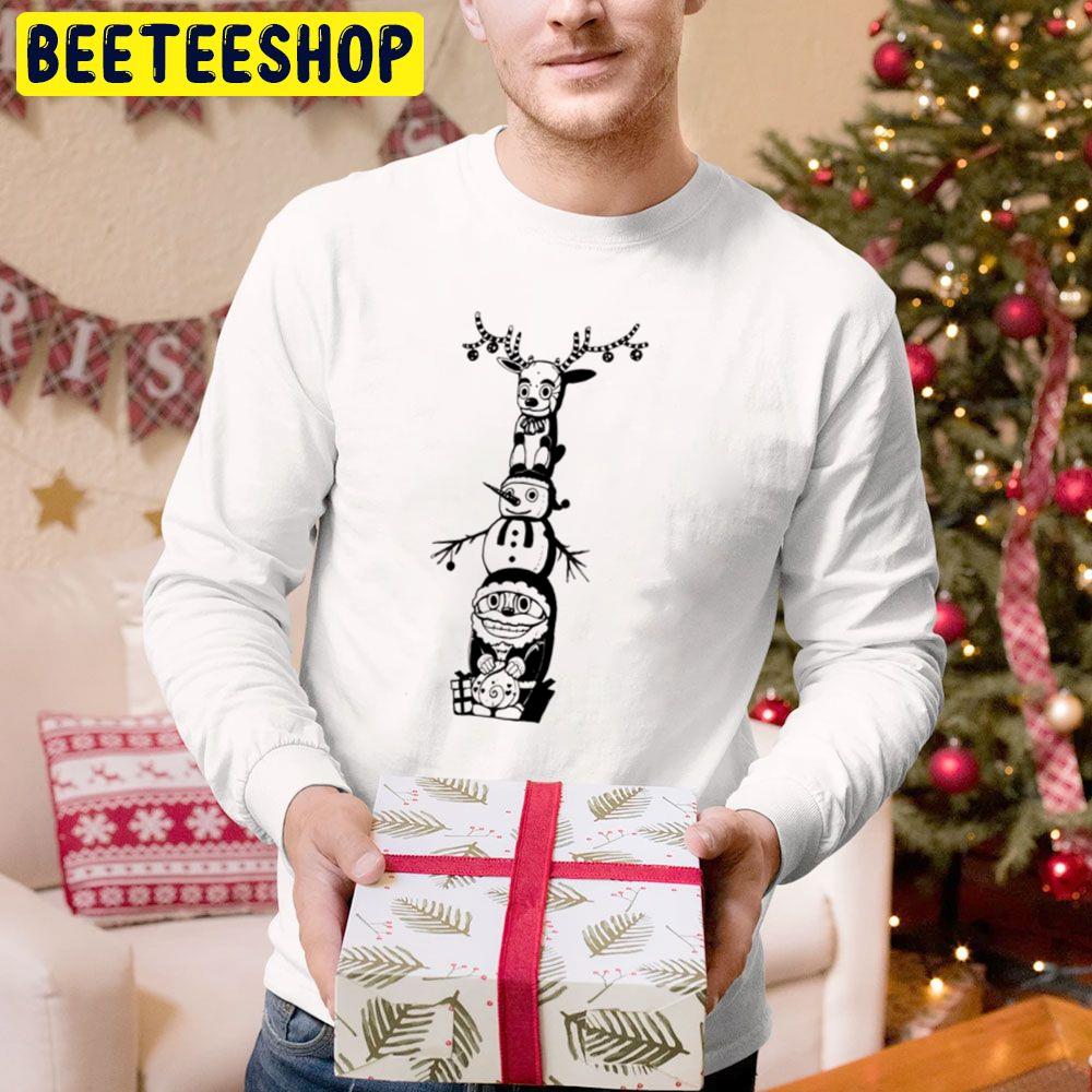Christmas Totem Pole Santa Snowman And Reindeer Trending Unisex Hoodie Christmas Totem Pole Santa Snowman And Reindeer Trending Unisex Hoodie