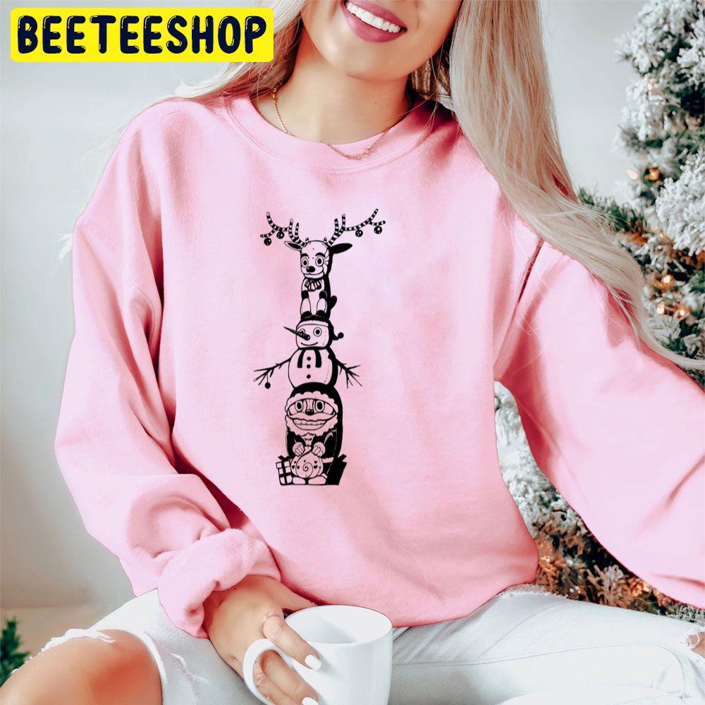 Christmas Totem Pole Santa Snowman And Reindeer Trending Unisex Hoodie Christmas Totem Pole Santa Snowman And Reindeer Trending Unisex Hoodie
