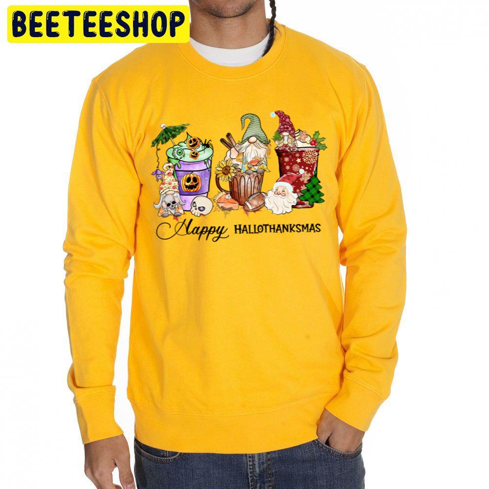 Coffee Cup Gnome Happy Hallothanksmas Thanksgiving Day Trending Unisex Sweatshirt Coffee Cup Gnome Happy Hallothanksmas Thanksgiving Day Trending Unisex Sweatshirt