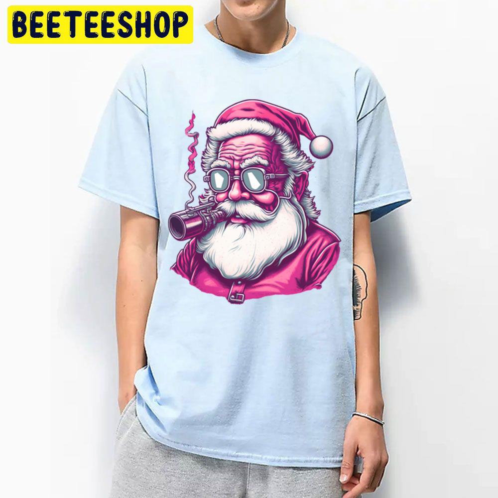 Cool Pink Santa Claus Smoking Christmas Vintage Trending Unisex T Shirt Cool Pink Santa Claus Smoking Christmas Vintage Trending Unisex T Shirt