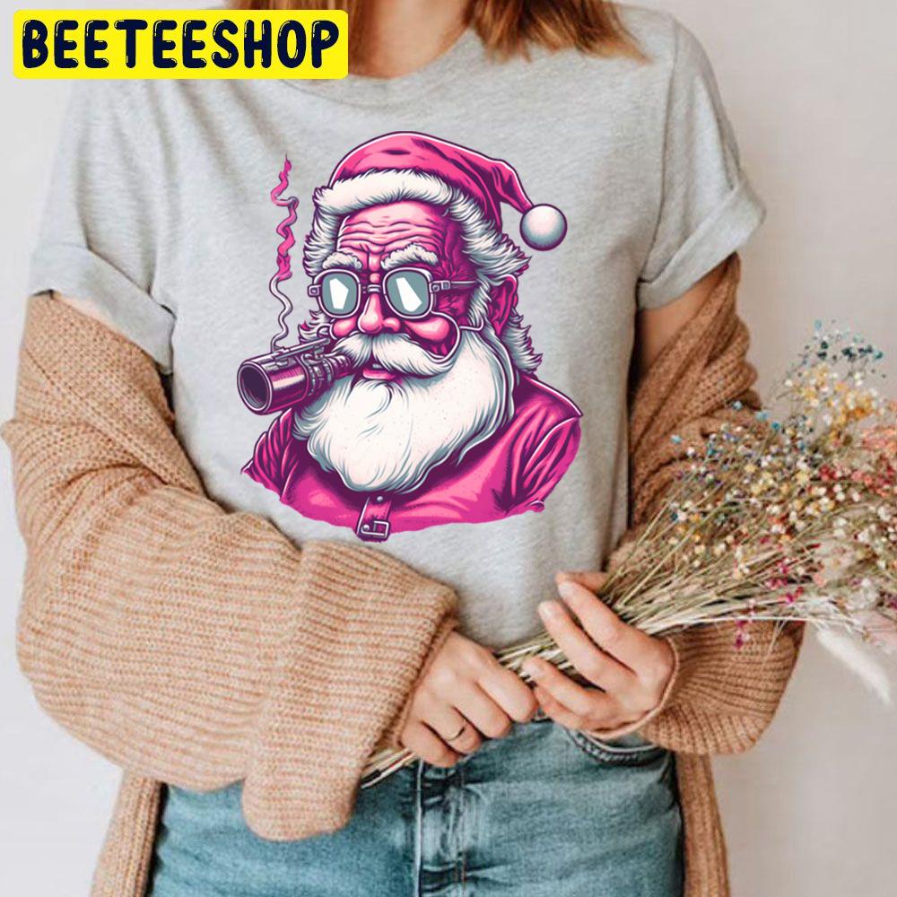Cool Pink Santa Claus Smoking Christmas Vintage Trending Unisex T Shirt Cool Pink Santa Claus Smoking Christmas Vintage Trending Unisex T Shirt
