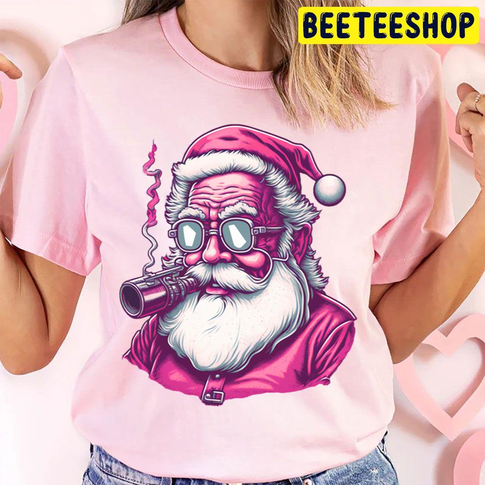 Cool Pink Santa Claus Smoking Christmas Vintage Trending Unisex T Shirt Cool Pink Santa Claus Smoking Christmas Vintage Trending Unisex T Shirt