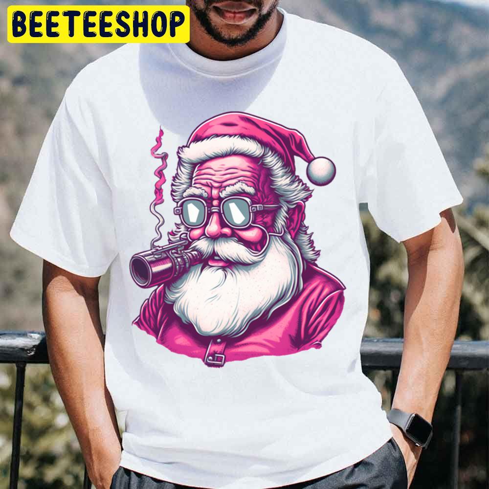 Cool Pink Santa Claus Smoking Christmas Vintage Trending Unisex T Shirt Cool Pink Santa Claus Smoking Christmas Vintage Trending Unisex T Shirt