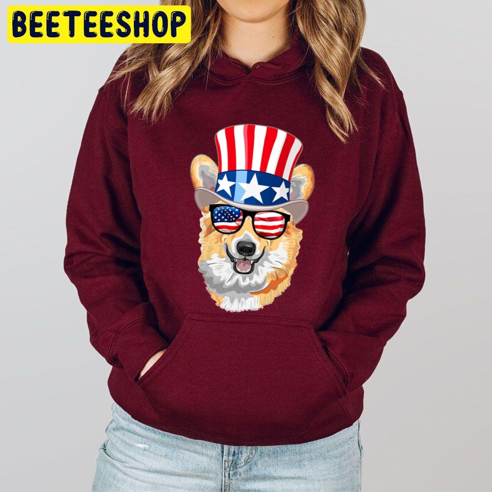 Corgi American Flag Hat Glasses 4th Of July Welsh Dog Trending Unisex Hoodie Corgi American Flag Hat Glasses 4th Of July Welsh Dog Trending Unisex Hoodie