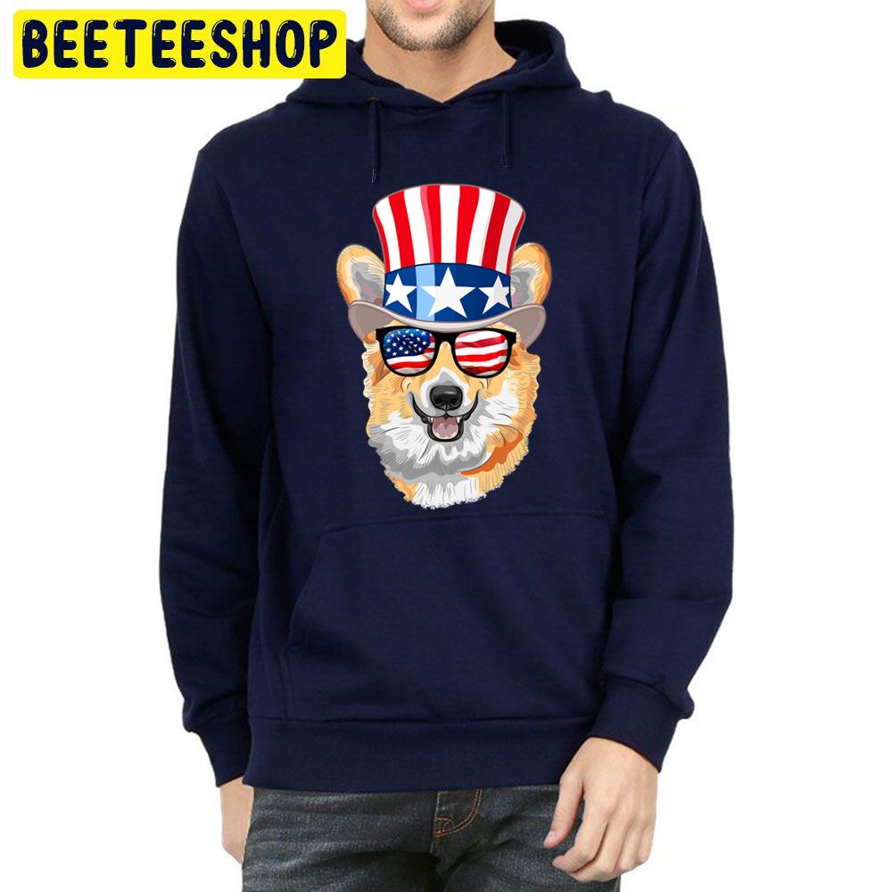 Corgi American Flag Hat Glasses 4th Of July Welsh Dog Trending Unisex Hoodie Corgi American Flag Hat Glasses 4th Of July Welsh Dog Trending Unisex Hoodie