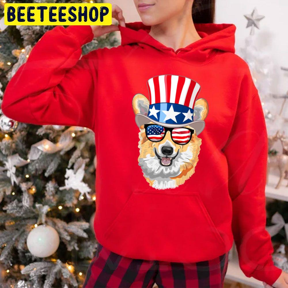 Corgi American Flag Hat Glasses 4th Of July Welsh Dog Trending Unisex Hoodie Corgi American Flag Hat Glasses 4th Of July Welsh Dog Trending Unisex Hoodie