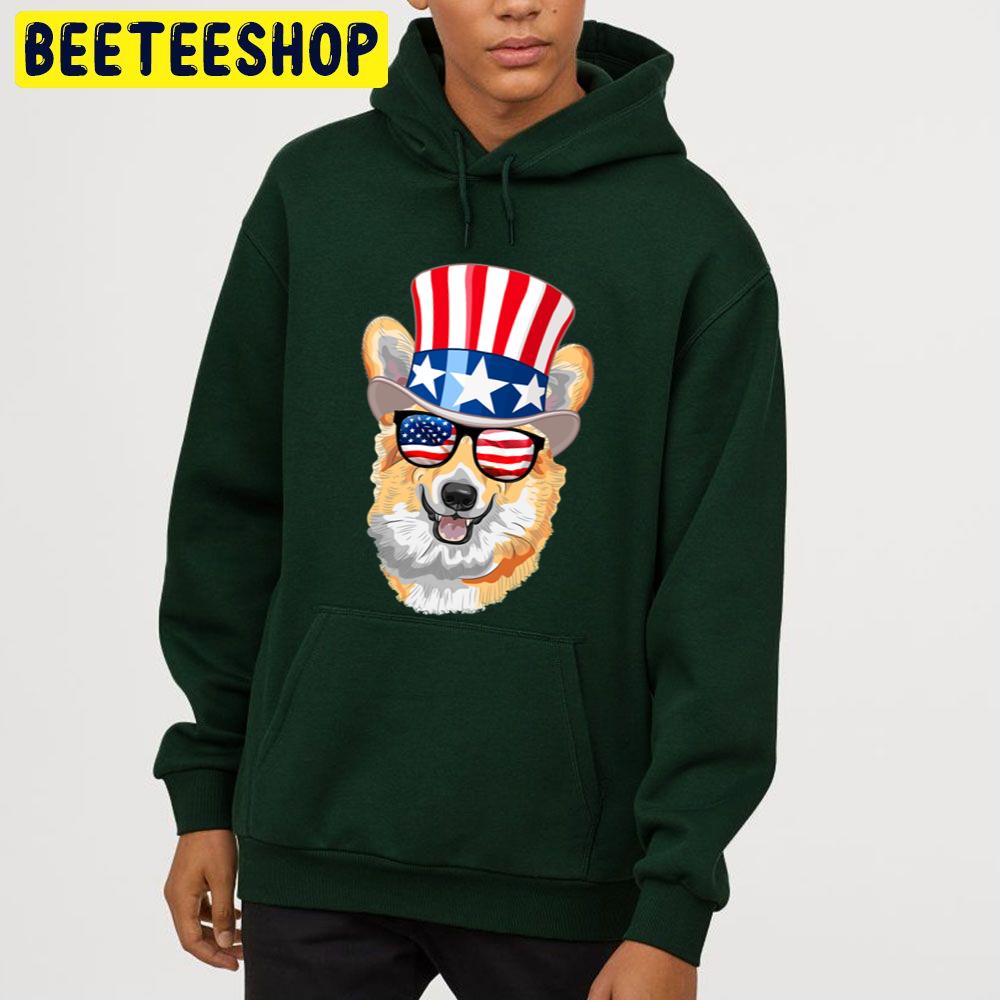 Corgi American Flag Hat Glasses 4th Of July Welsh Dog Trending Unisex Hoodie Corgi American Flag Hat Glasses 4th Of July Welsh Dog Trending Unisex Hoodie