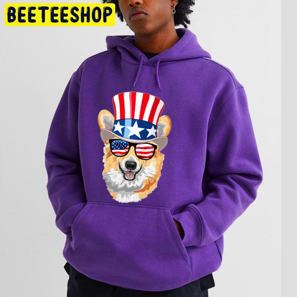 Corgi American Flag Hat Glasses 4th Of July Welsh Dog Trending Unisex Hoodie Corgi American Flag Hat Glasses 4th Of July Welsh Dog Trending Unisex Hoodie