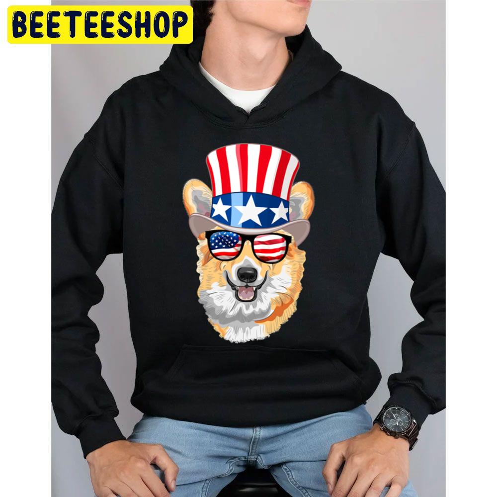 Corgi American Flag Hat Glasses 4th Of July Welsh Dog Trending Unisex Hoodie Corgi American Flag Hat Glasses 4th Of July Welsh Dog Trending Unisex Hoodie