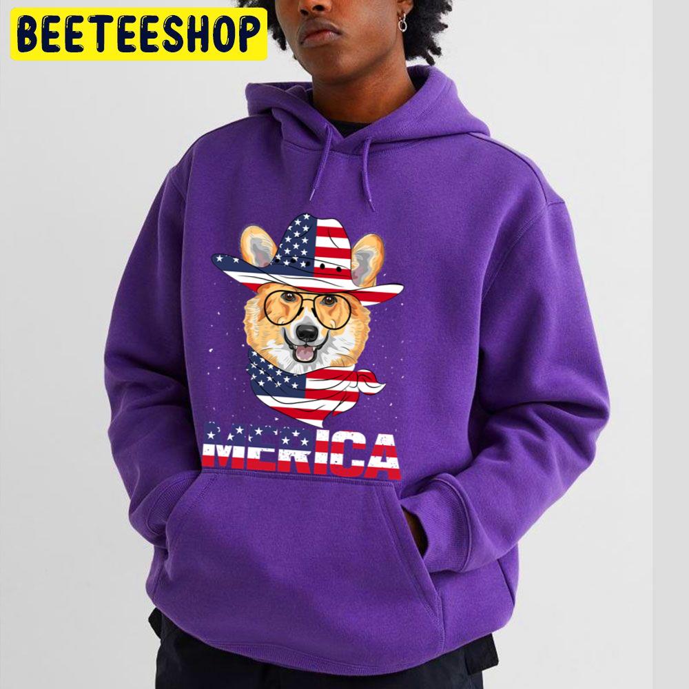 Corgi Merica Dog American Usa Flag Distressed Trending Unisex Hoodie Corgi Merica Dog American Usa Flag Distressed Trending Unisex Hoodie