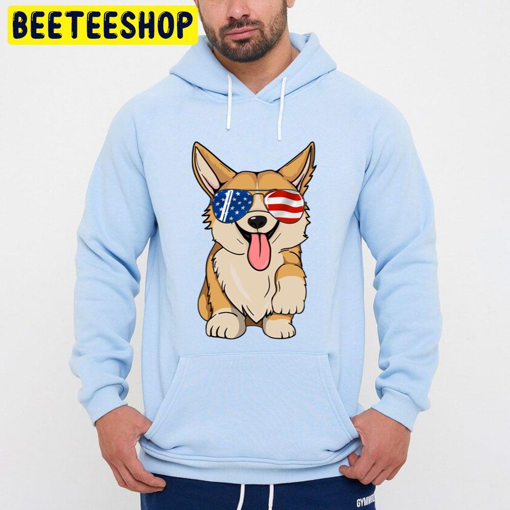 Corgi Merica Flag Sunglasses 4th Of July Trending Unisex Hoodie Corgi Merica Flag Sunglasses 4th Of July Trending Unisex Hoodie