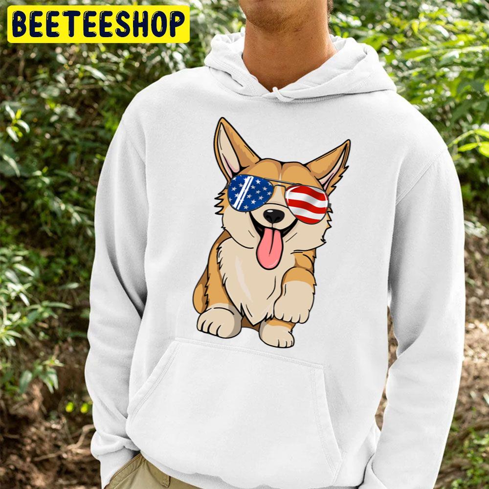 Corgi Merica Flag Sunglasses 4th Of July Trending Unisex Hoodie Corgi Merica Flag Sunglasses 4th Of July Trending Unisex Hoodie