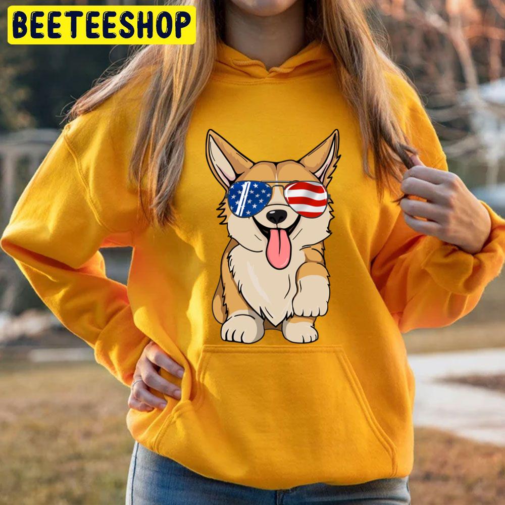 Corgi Merica Flag Sunglasses 4th Of July Trending Unisex Hoodie Corgi Merica Flag Sunglasses 4th Of July Trending Unisex Hoodie