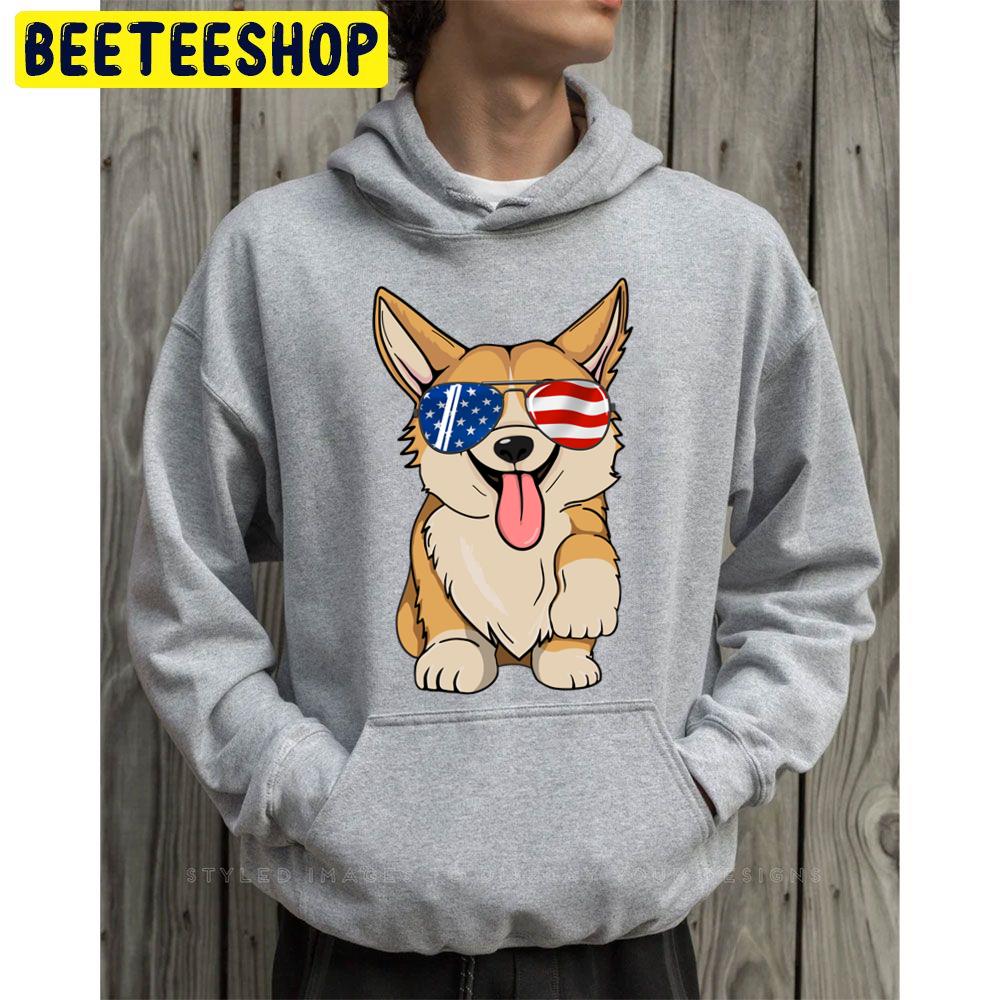 Corgi Merica Flag Sunglasses 4th Of July Trending Unisex Hoodie Corgi Merica Flag Sunglasses 4th Of July Trending Unisex Hoodie