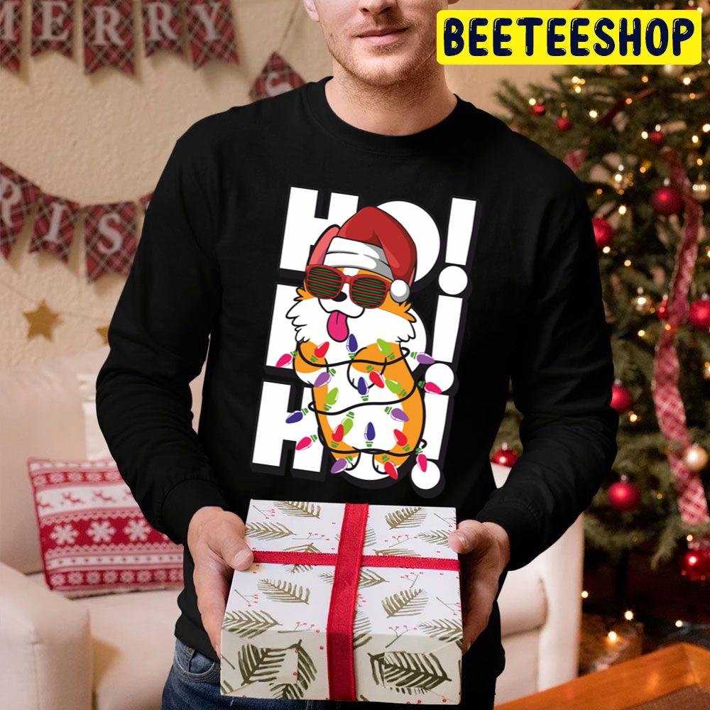 Cute And Witty Corgi Wrapped In Christmas Lights Wearing Santa Hat And Sunglasses Ho Ho Ho Trending Unisex Hoodie Cute And Witty Corgi Wrapped In Christmas Lights Wearing Santa Hat And Sunglasses Ho Ho Ho Trending Unisex Hoodie