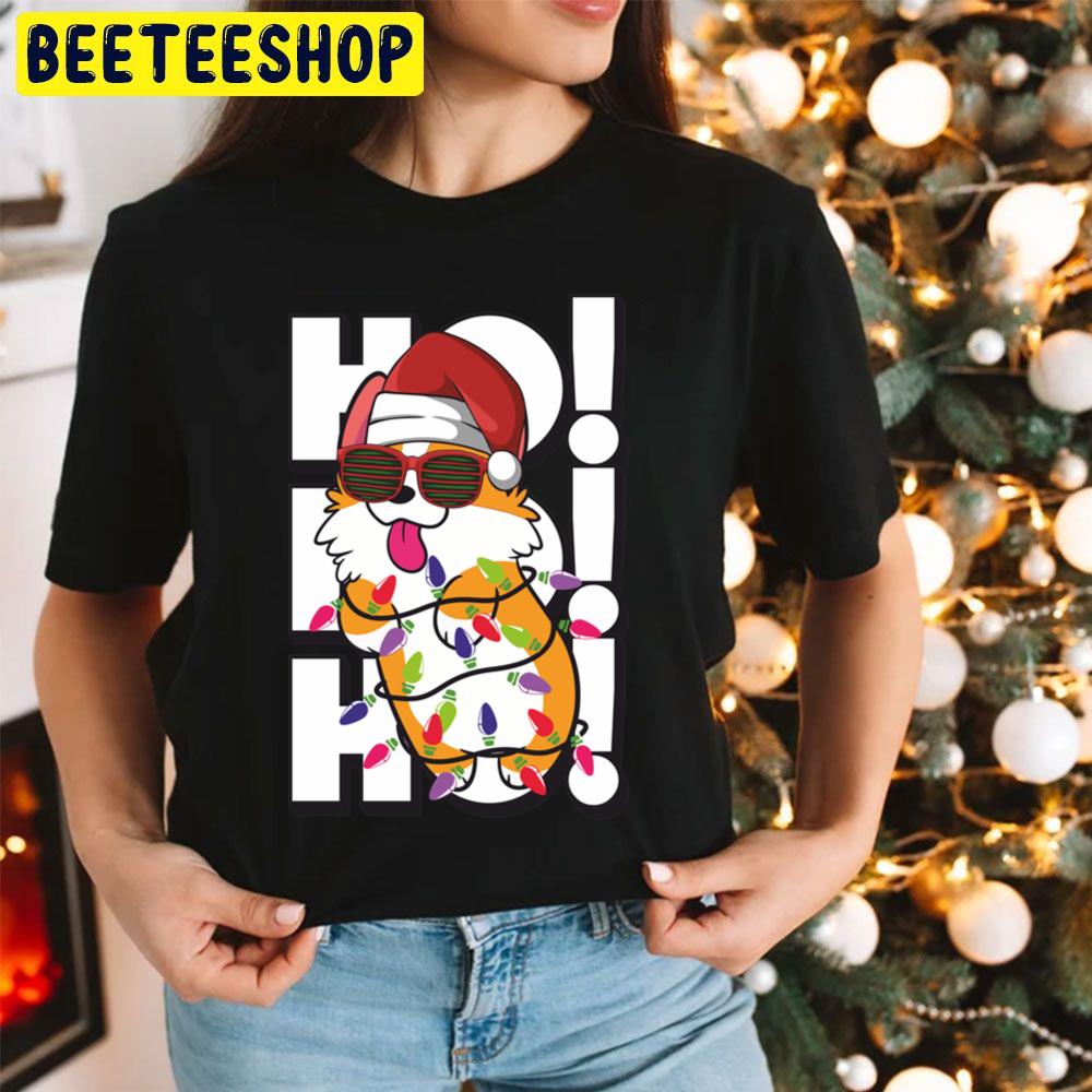 Cute And Witty Corgi Wrapped In Christmas Lights Wearing Santa Hat And Sunglasses Ho Ho Ho Trending Unisex Hoodie Cute And Witty Corgi Wrapped In Christmas Lights Wearing Santa Hat And Sunglasses Ho Ho Ho Trending Unisex Hoodie