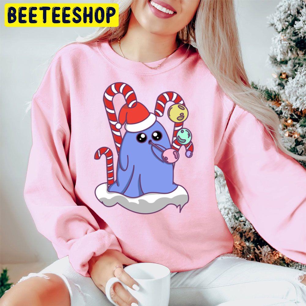 Cute Christmas Ghost Eating Candy Trending Unisex Hoodie Cute Christmas Ghost Eating Candy Trending Unisex Hoodie