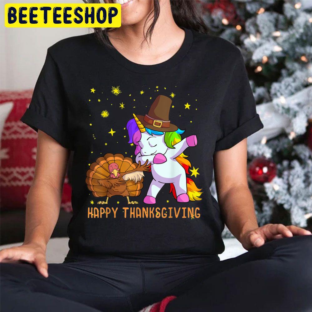 Cute Unicorn And Turley Dabbing Thanksgiving Trending Unisex Hoodie Cute Unicorn And Turley Dabbing Thanksgiving Trending Unisex Hoodie