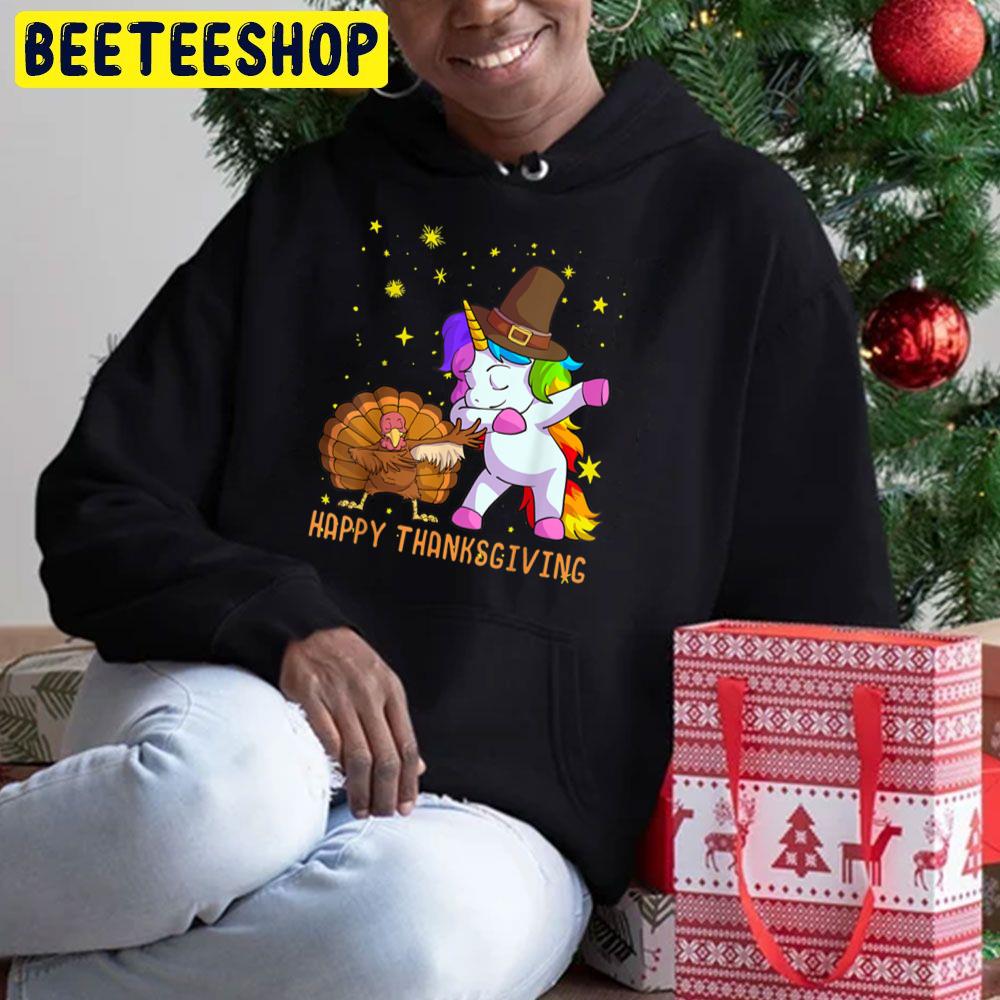 Cute Unicorn And Turley Dabbing Thanksgiving Trending Unisex Hoodie Cute Unicorn And Turley Dabbing Thanksgiving Trending Unisex Hoodie