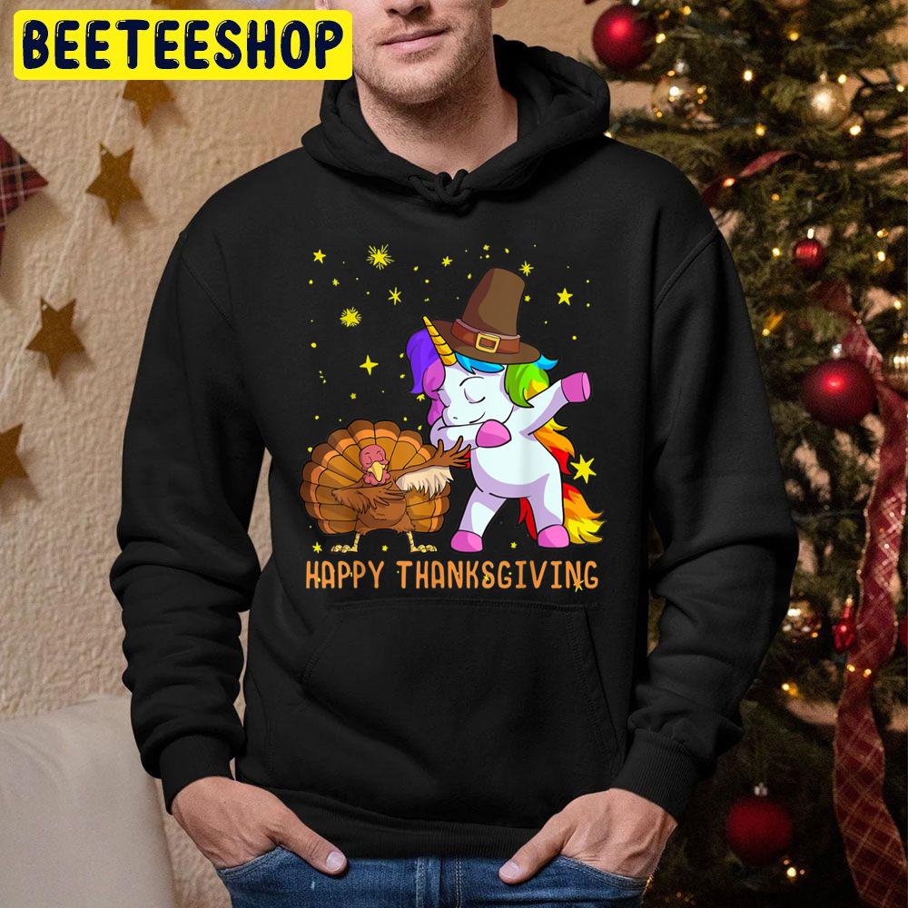 Cute Unicorn And Turley Dabbing Thanksgiving Trending Unisex Hoodie Cute Unicorn And Turley Dabbing Thanksgiving Trending Unisex Hoodie
