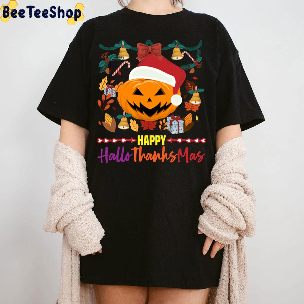 Design Pumpkin Santa Hat Happy Hallothanksmas Trending Unisex Sweatshirt Design Pumpkin Santa Hat Happy Hallothanksmas Trending Unisex Sweatshirt