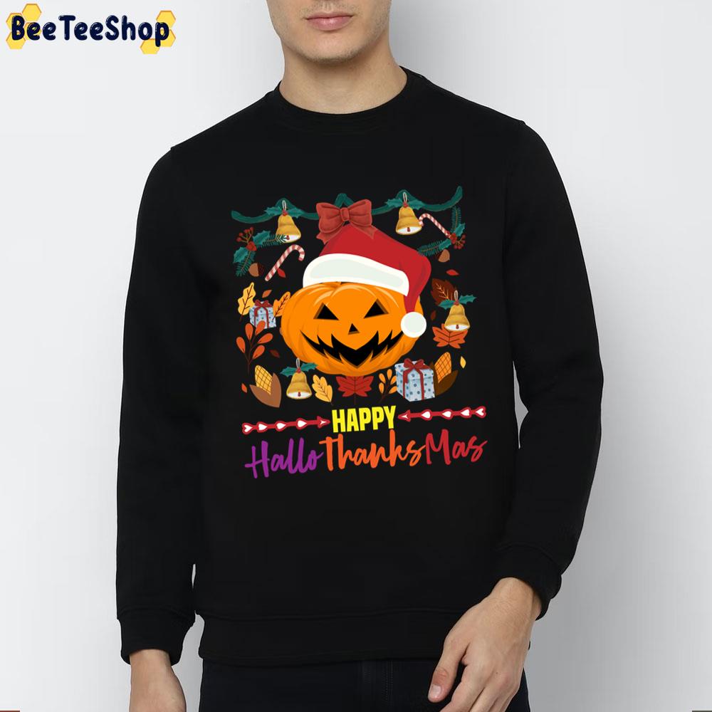 Design Pumpkin Santa Hat Happy Hallothanksmas Trending Unisex Sweatshirt Design Pumpkin Santa Hat Happy Hallothanksmas Trending Unisex Sweatshirt