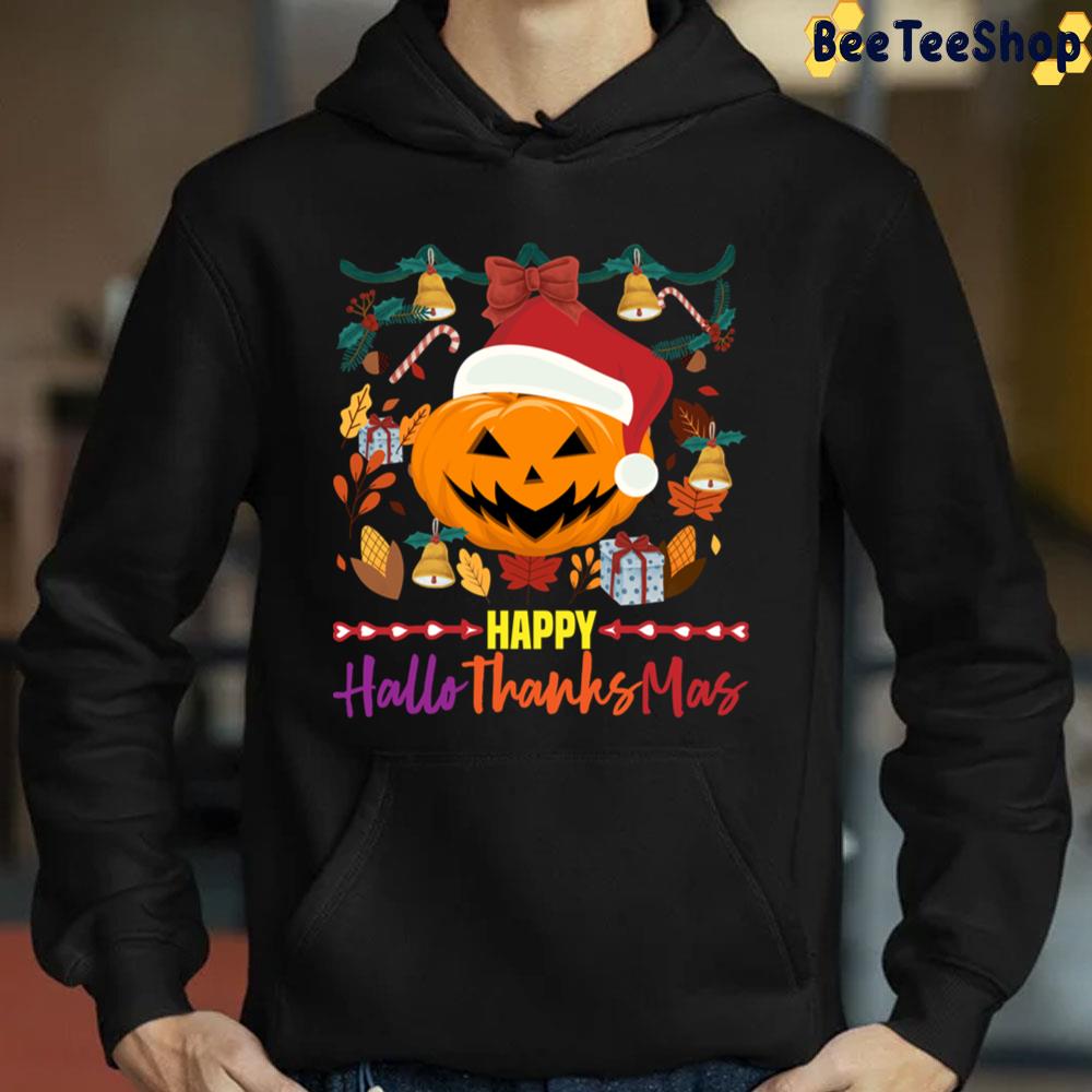 Design Pumpkin Santa Hat Happy Hallothanksmas Trending Unisex Sweatshirt Design Pumpkin Santa Hat Happy Hallothanksmas Trending Unisex Sweatshirt