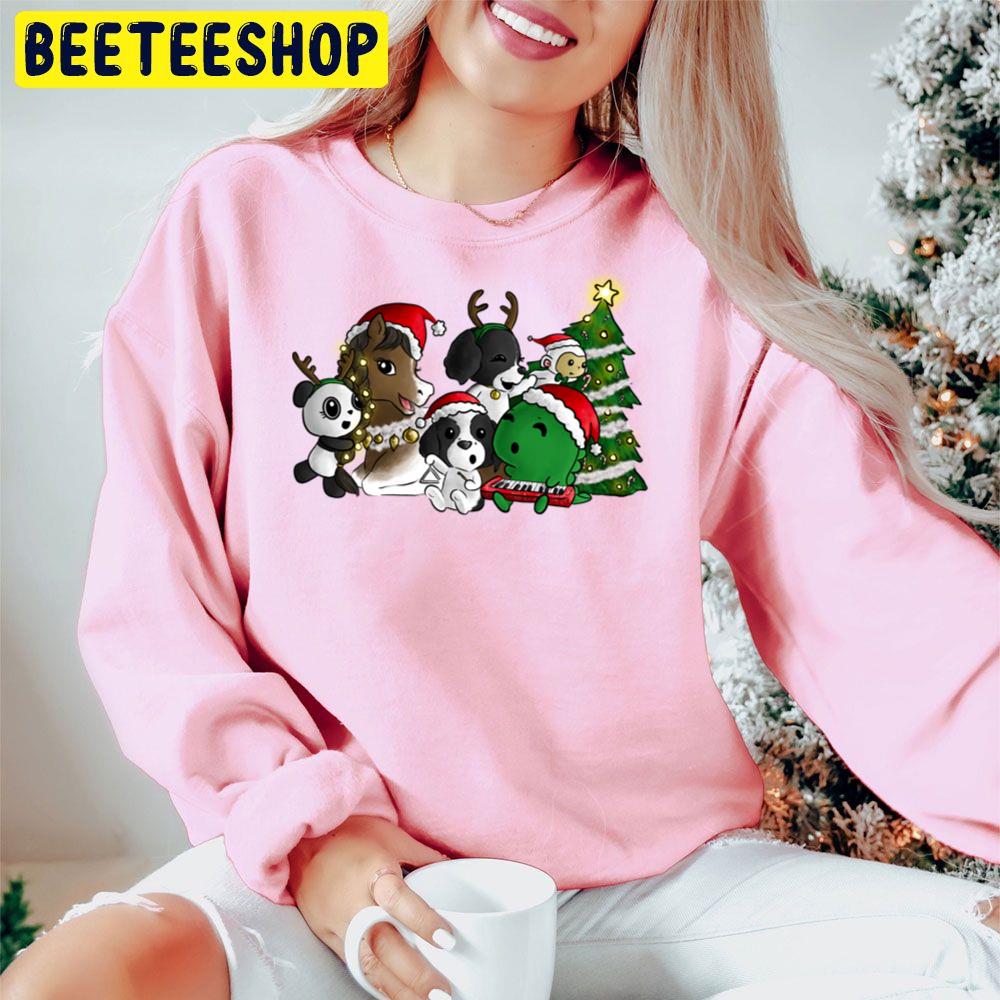Dino And Panda Caroling With Friends Christmas Trending Unisex Hoodie Dino And Panda Caroling With Friends Christmas Trending Unisex Hoodie