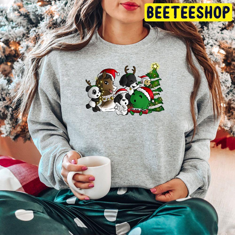 Dino And Panda Caroling With Friends Christmas Trending Unisex Hoodie Dino And Panda Caroling With Friends Christmas Trending Unisex Hoodie