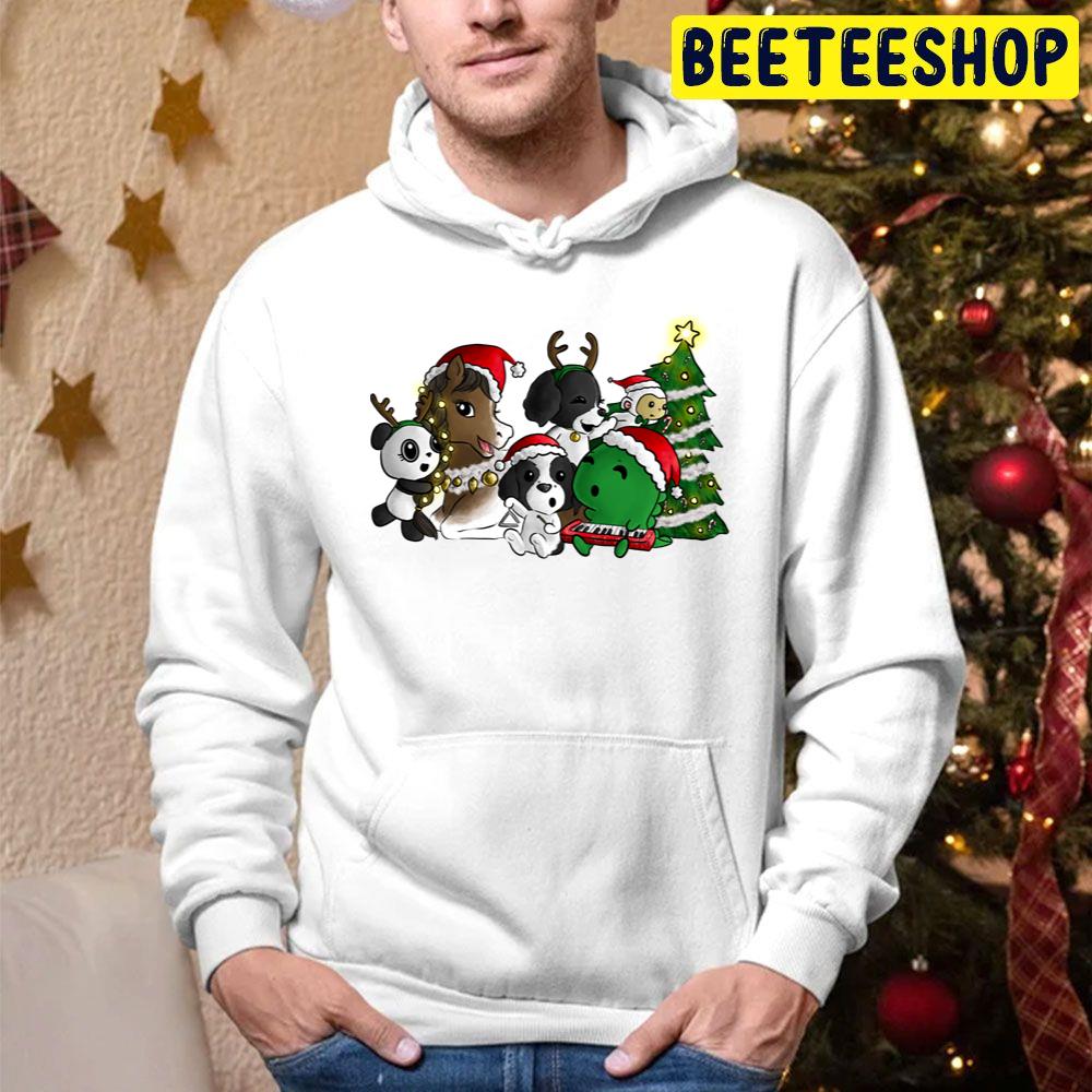 Dino And Panda Caroling With Friends Christmas Trending Unisex Hoodie Dino And Panda Caroling With Friends Christmas Trending Unisex Hoodie