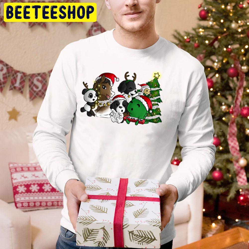 Dino And Panda Caroling With Friends Christmas Trending Unisex Hoodie Dino And Panda Caroling With Friends Christmas Trending Unisex Hoodie