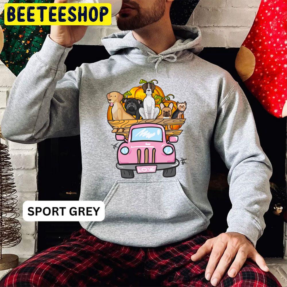 Dogs On The Pink Car Trending Unisex Hoodie Dogs On The Pink Car Trending Unisex Hoodie