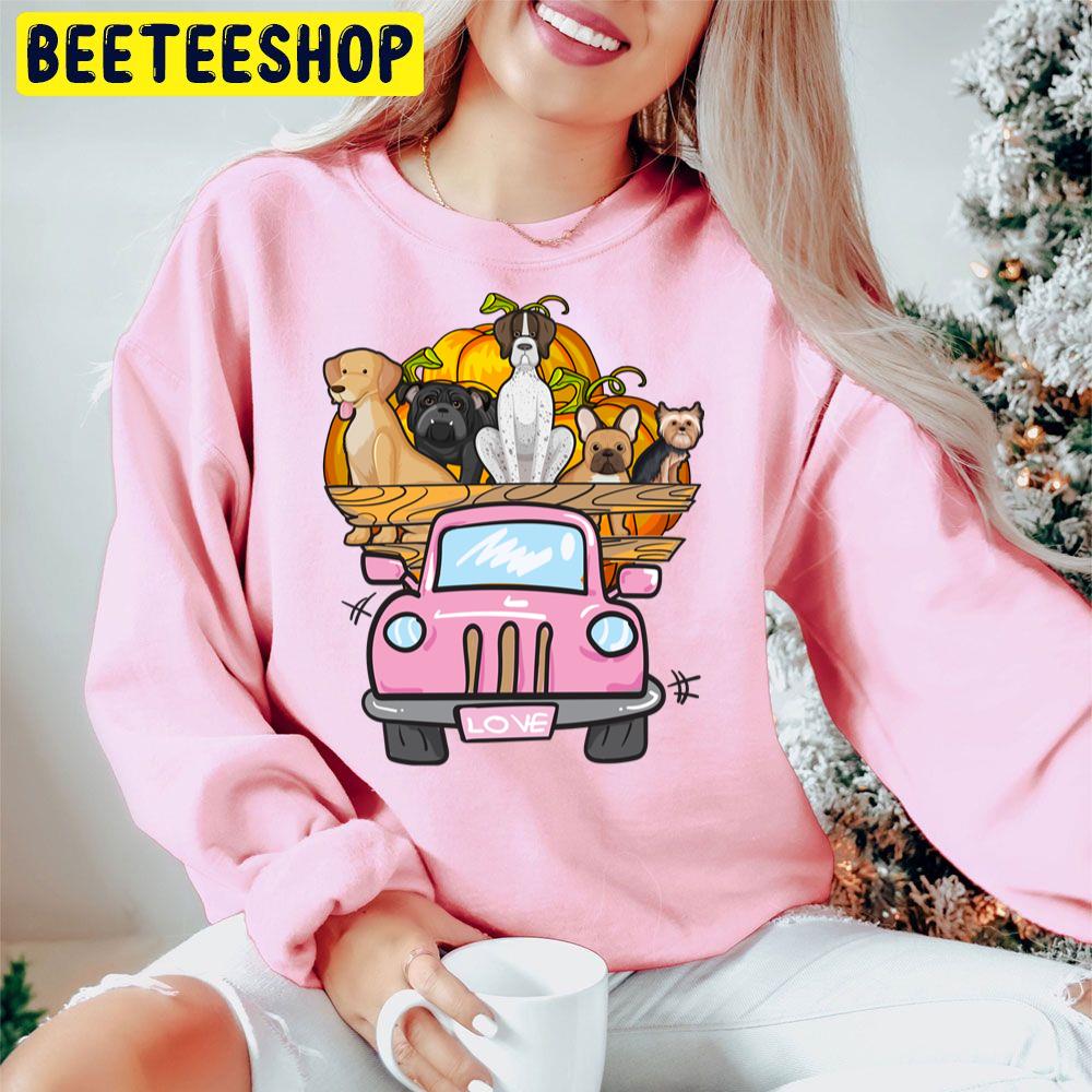 Dogs On The Pink Car Trending Unisex Hoodie Dogs On The Pink Car Trending Unisex Hoodie