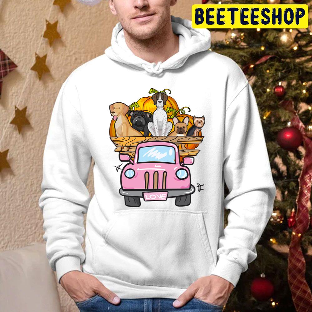 Dogs On The Pink Car Trending Unisex Hoodie Dogs On The Pink Car Trending Unisex Hoodie