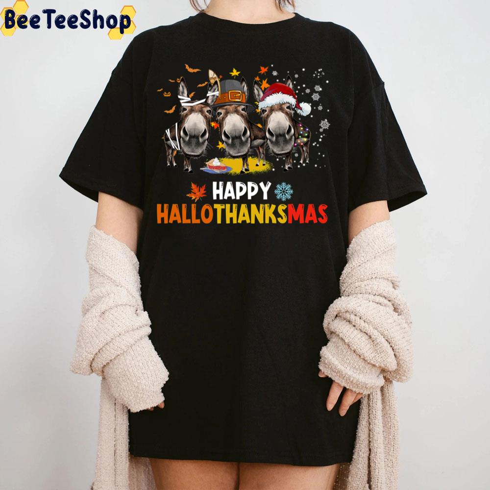 Donkey Happy Hallothanksmas Halloween Thanksgiving Christmas Trending Unisex Sweatshirt Donkey Happy Hallothanksmas Halloween Thanksgiving Christmas Trending Unisex Sweatshirt
