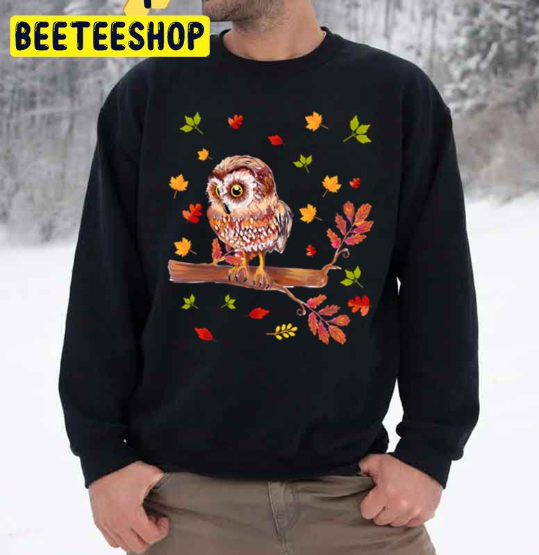 Fall Leaves Owl Lover Thanksgiving Trending Unisex Sweatshirt Fall Leaves Owl Lover Thanksgiving Trending Unisex Sweatshirt