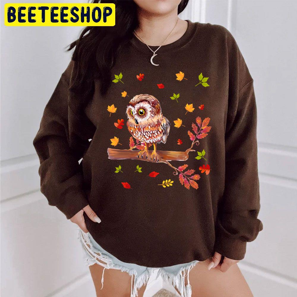 Fall Leaves Owl Lover Thanksgiving Trending Unisex Sweatshirt Fall Leaves Owl Lover Thanksgiving Trending Unisex Sweatshirt