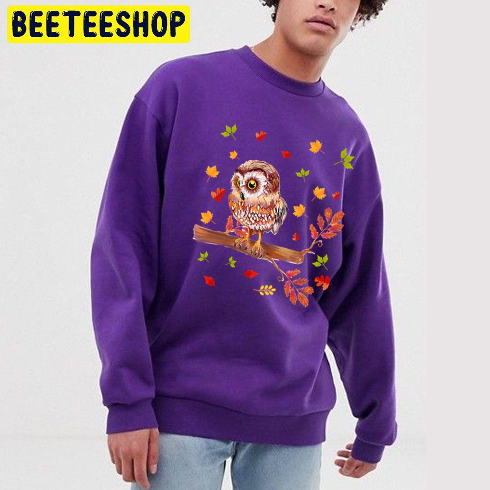 Fall Leaves Owl Lover Thanksgiving Trending Unisex Sweatshirt Fall Leaves Owl Lover Thanksgiving Trending Unisex Sweatshirt