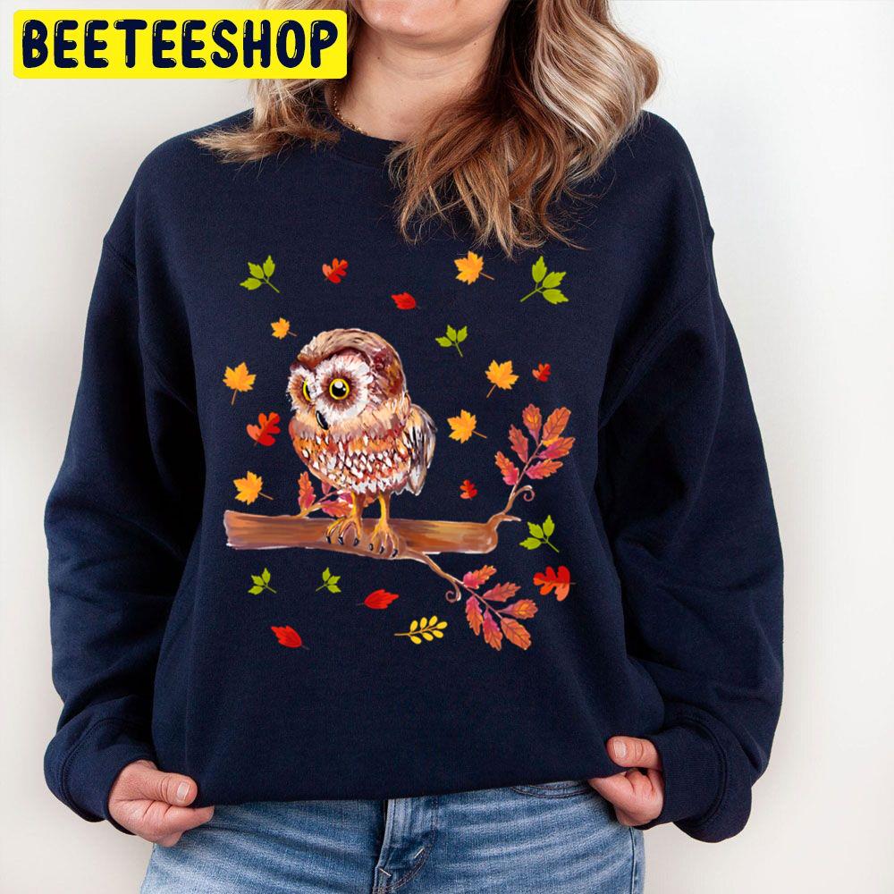 Fall Leaves Owl Lover Thanksgiving Trending Unisex Sweatshirt Fall Leaves Owl Lover Thanksgiving Trending Unisex Sweatshirt